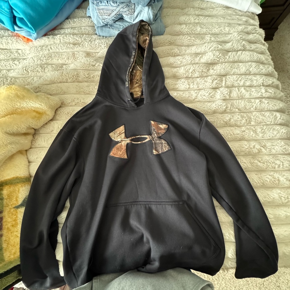Under Armour Black Hoodie with Camo-Lined Hood